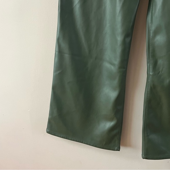 Joe’s jeans Faux leather wide leg high waist ankle jeans pants 31 Hunter Green - Picture 4 of 12